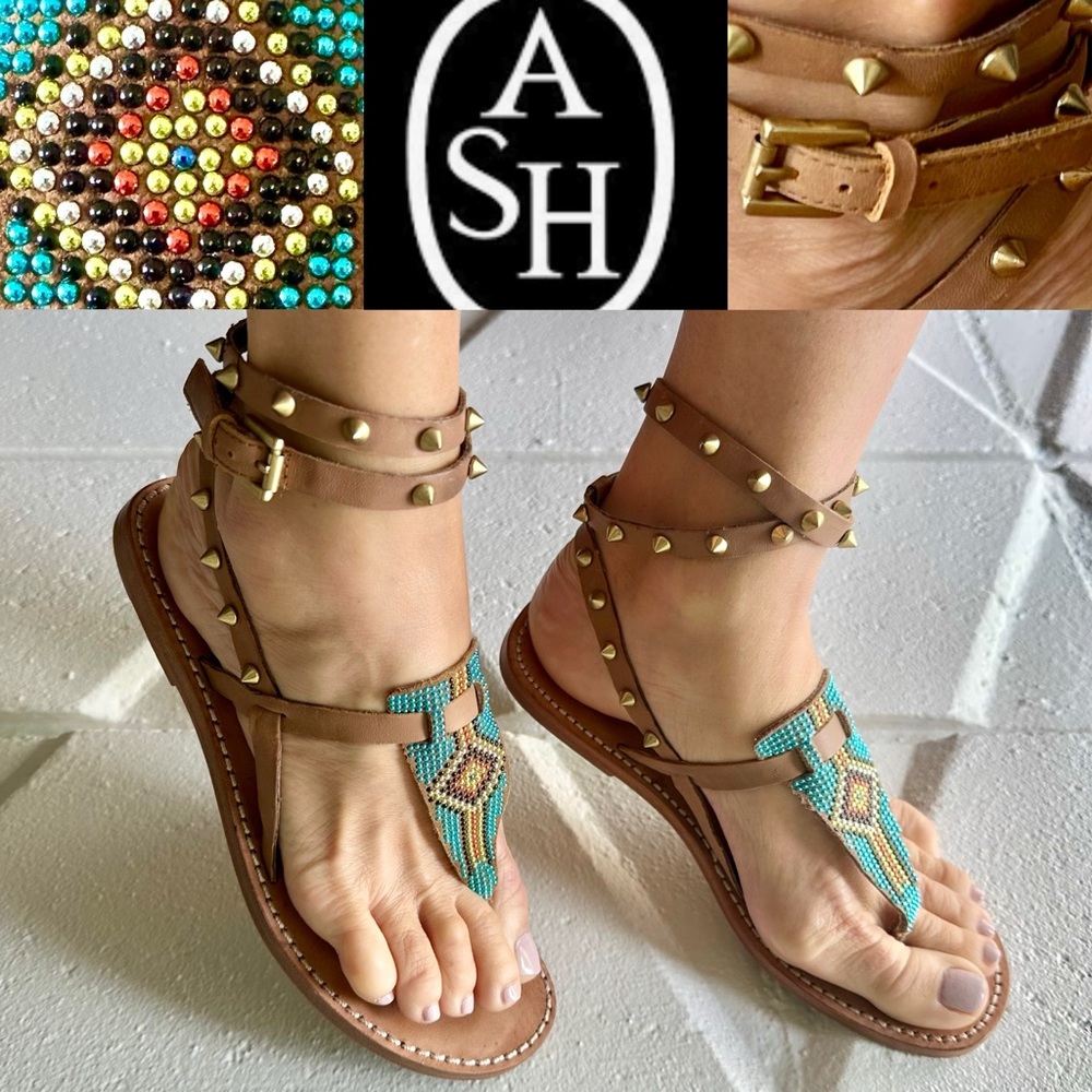 ASH “Pam” Studded & Beaded Strappy Sandals